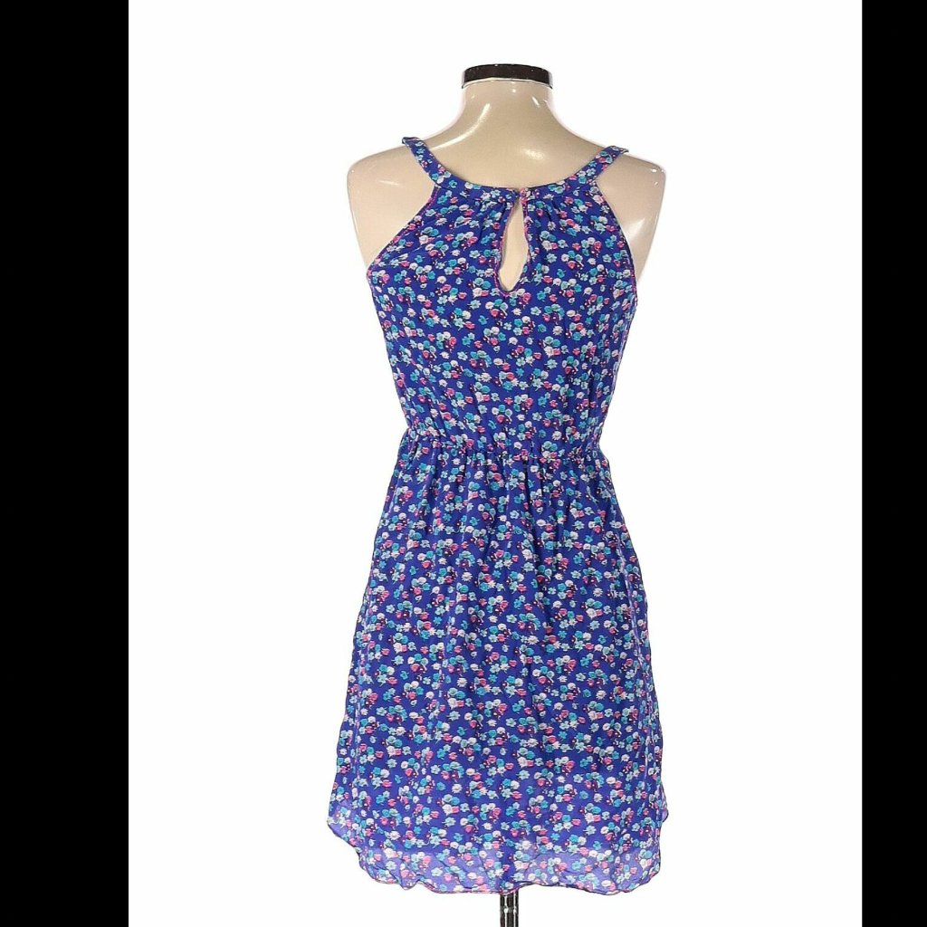 Rebecca Taylor Floral Blue Casual Silk Sun Dress Size 4